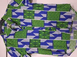 Kids Costumes to Hire - African Blue & Yellow Shirt - 4-5 years